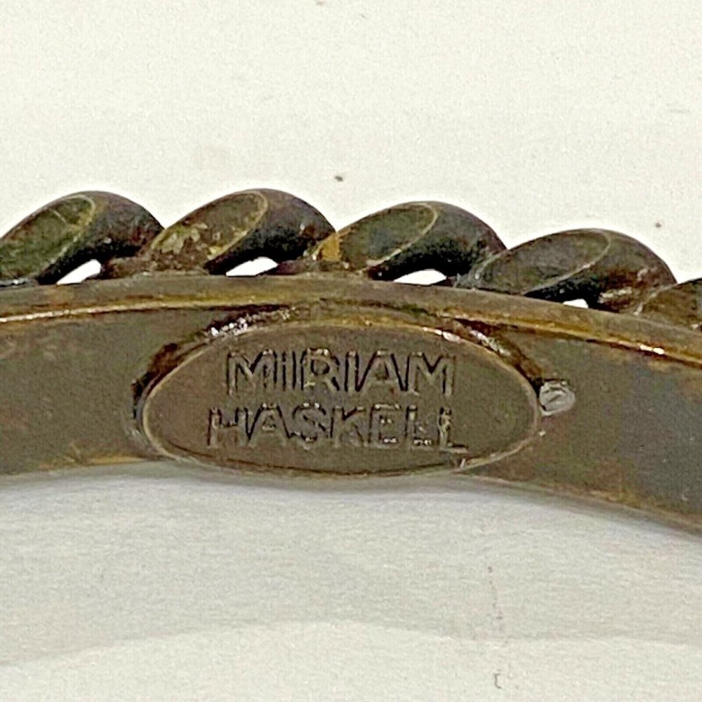 Miriam Haskell Bronze Goldtone Chain Bangle Brace… - image 2